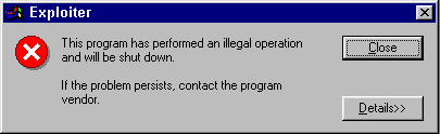 This program has performed an illegal operation and will be shut down.